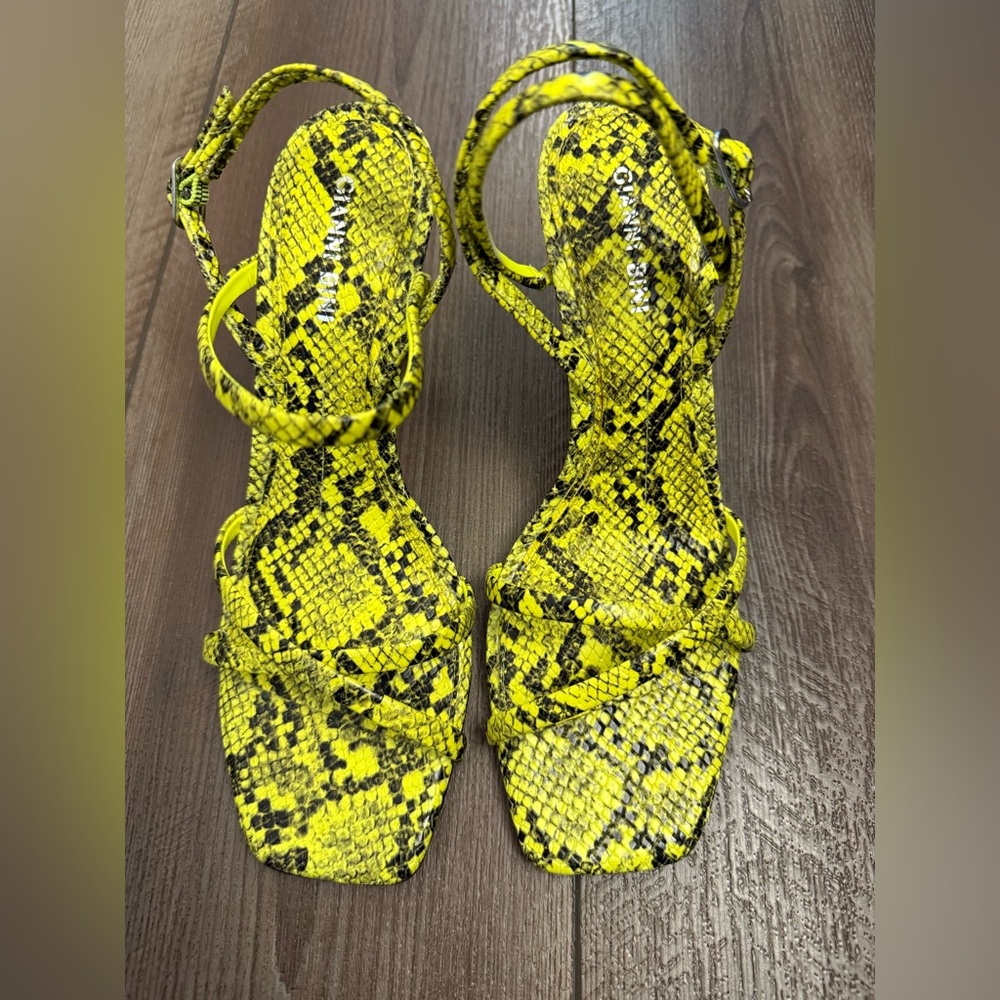 Gianni Bini Neon Snake Print Strappy Heels